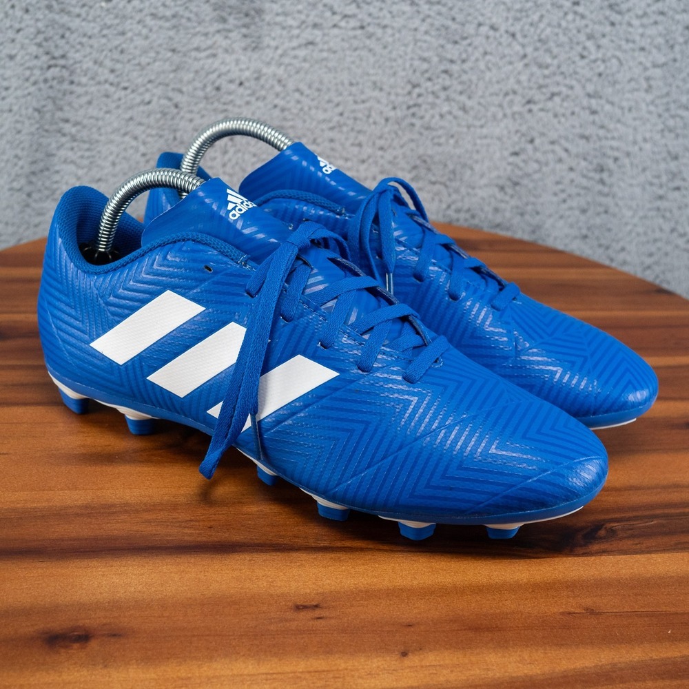 Adidas Mens Nemeziz 18.4 FxG Soccer Shoes Blue White DB2115 Lace Up Low Top Sz 9